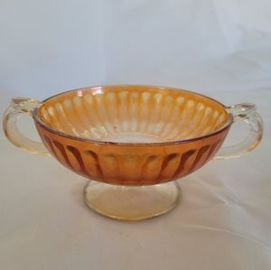 Vintage Orange Lusterware pedestal Candy dish